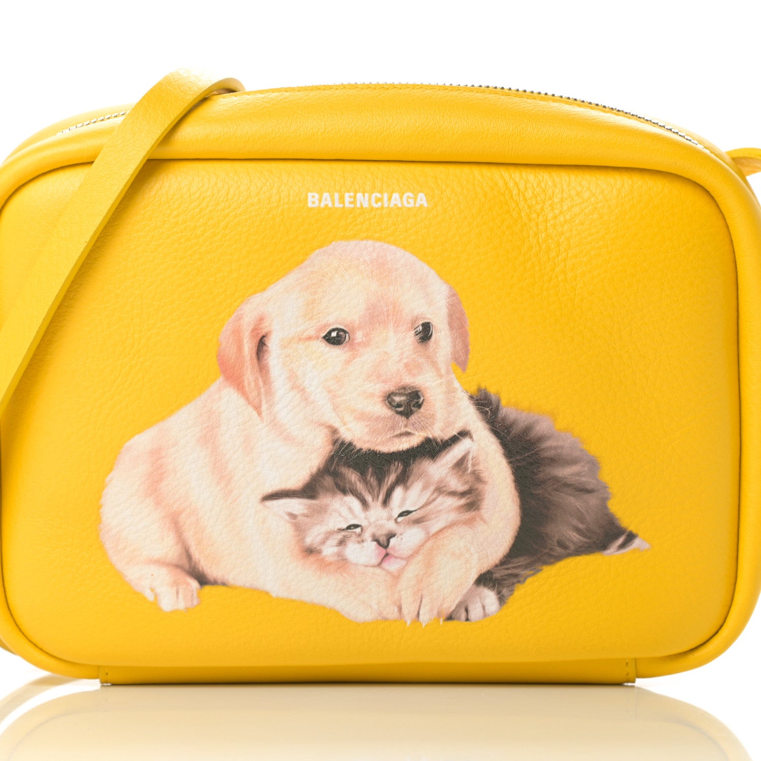 Balenciaga Calfskin Puppy and Kitten Everyday S Camera Bag Yellow 8 of 10