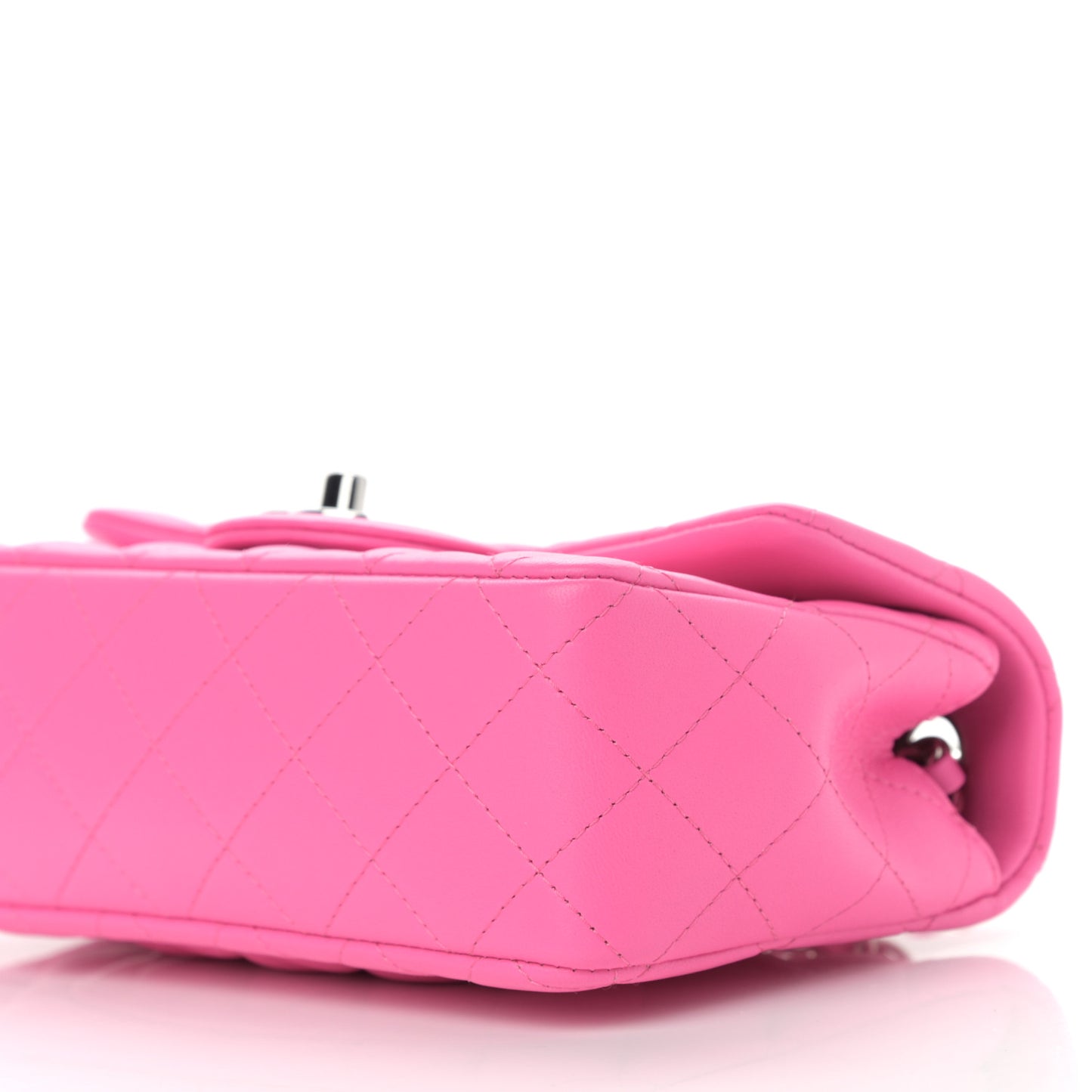 Lambskin Quilted Mini Rectangular Flap Neon Pink