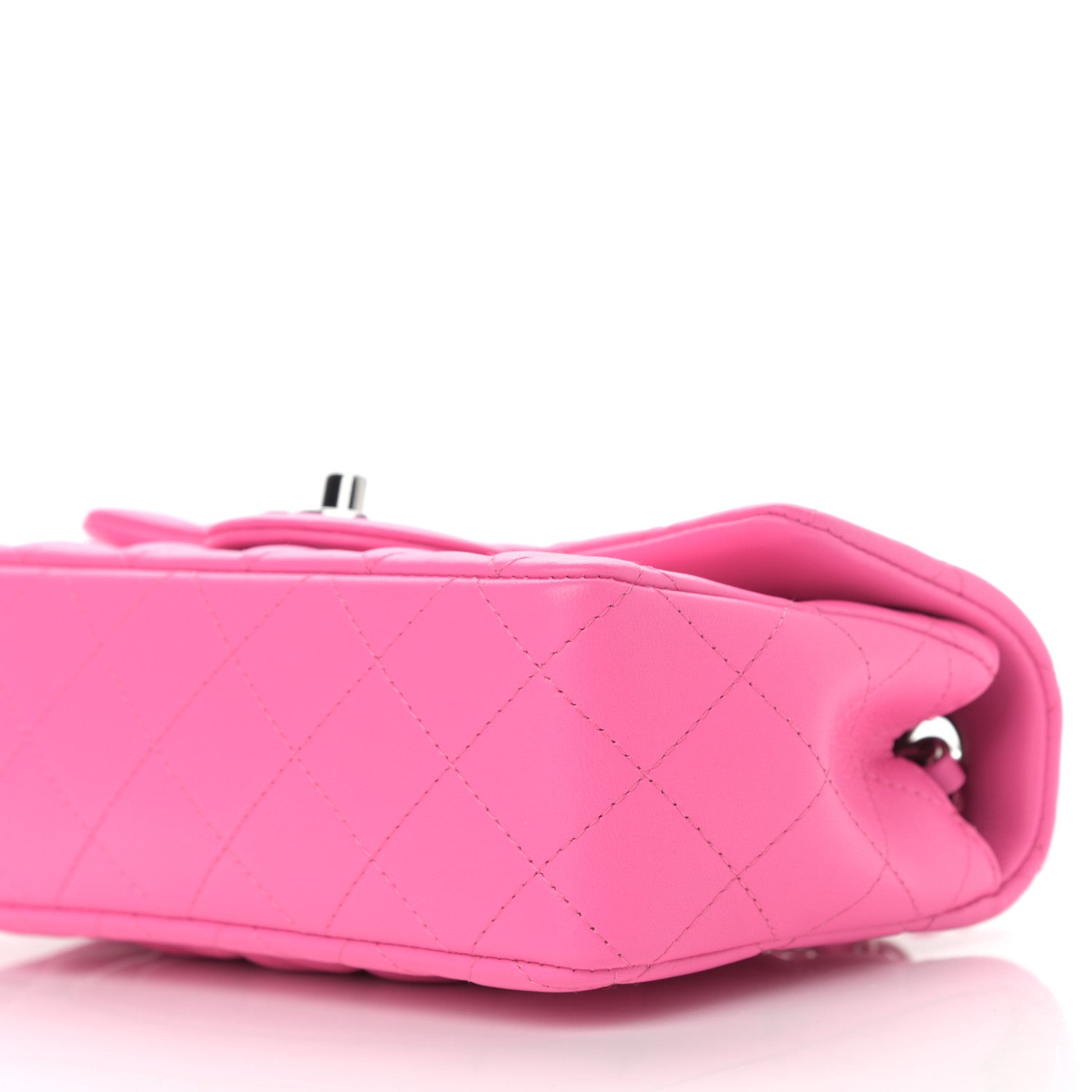 Chanel Lambskin Quilted Mini Rectangular Flap Neon Pink 10 of 11