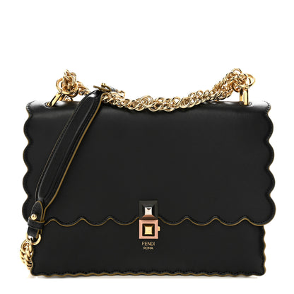 Fendi Vitello Liberty Scalloped Studded Kan I Shoulder Bag Black 1 of 13