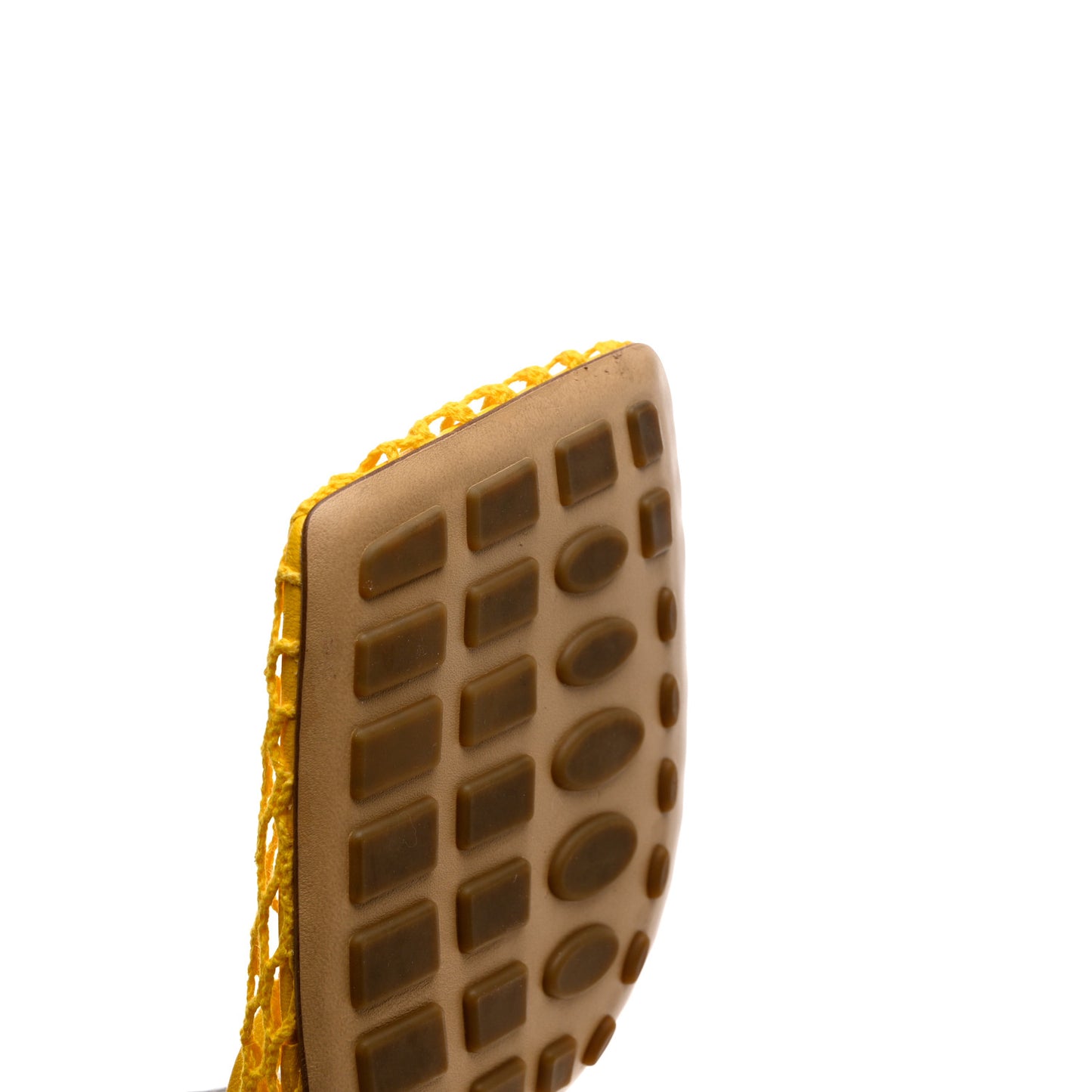 Mesh Nappa Stretch Ankle Tie Sandals 39.5 Egg Yolk