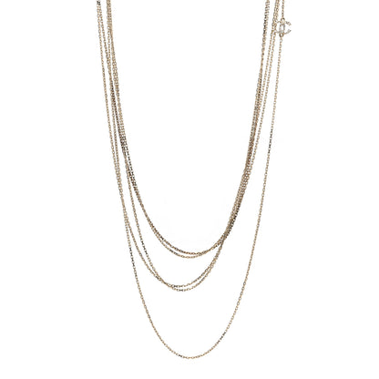 Chanel Crystal Pearl CC Long Multistrand Necklace Light Gold 1 of 6