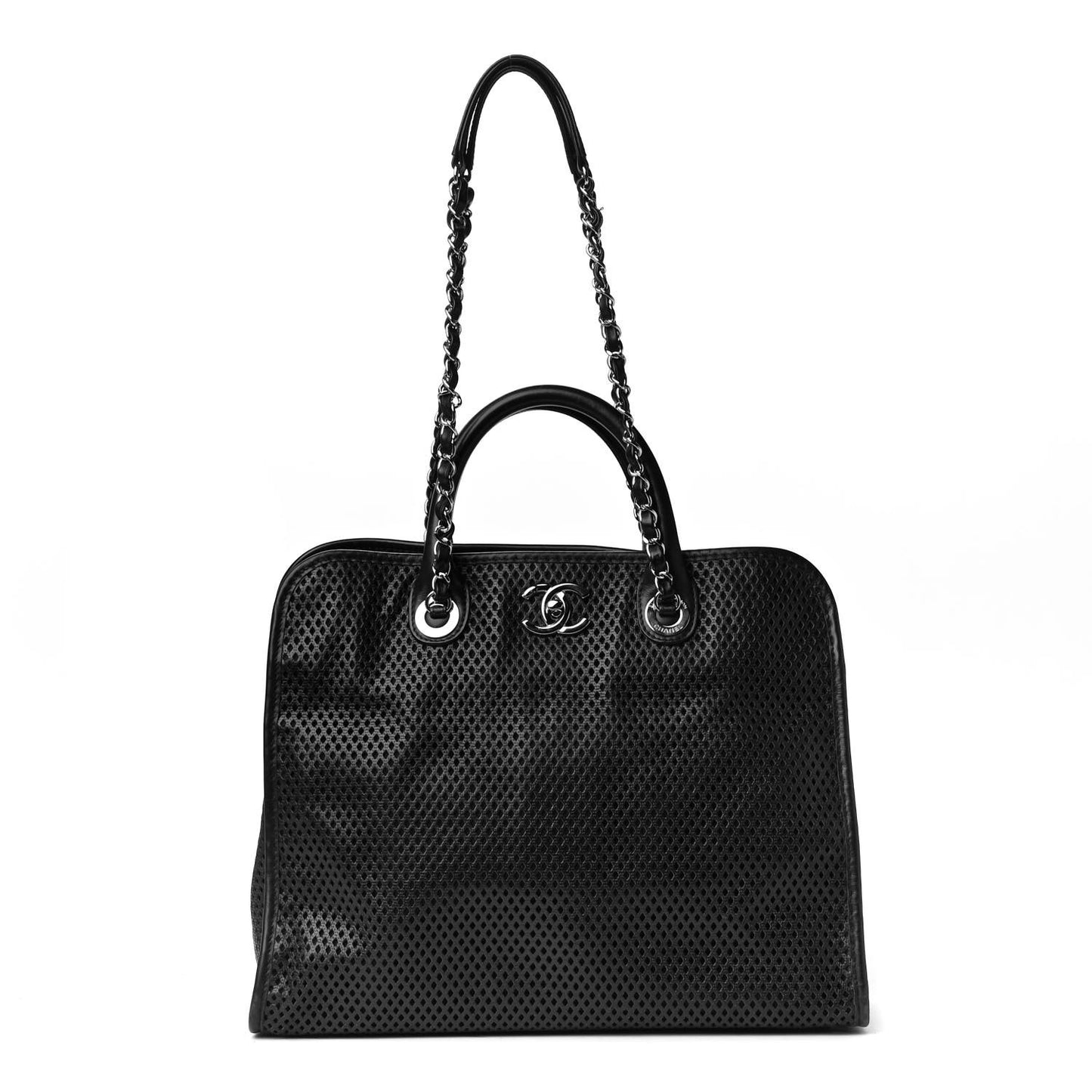 Calfskin Perforated Up In The Air Tote Black