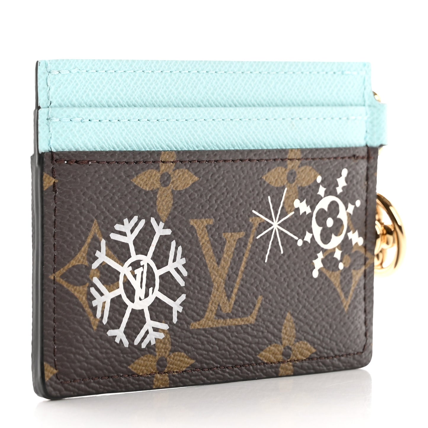 Monogram LV Charms 2024 Christmas Animation Snow Show Card Holder Azur Frost