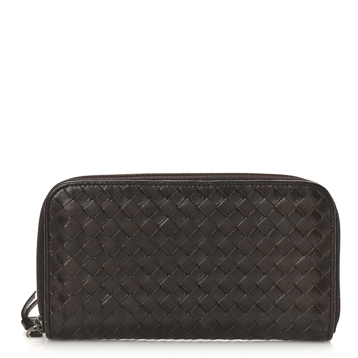 Nappa Intrecciato Zip Around Wallet Ebano