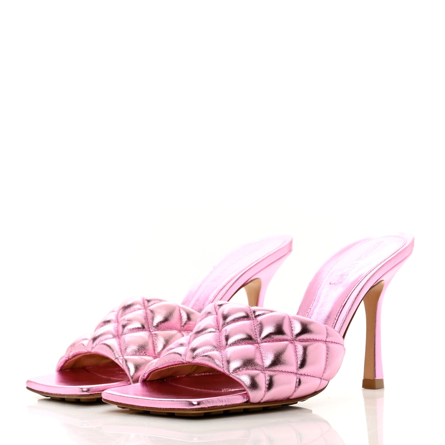 Bottega Veneta Metallic Nappa Reflection Matelasse Padded Mule Sandals 38 Azalea 3 of 7
