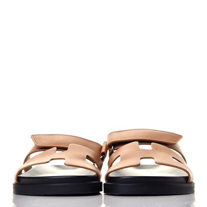 Hermes Calfskin Womens Chypre Sandals 37.5 Gold 2 of 9