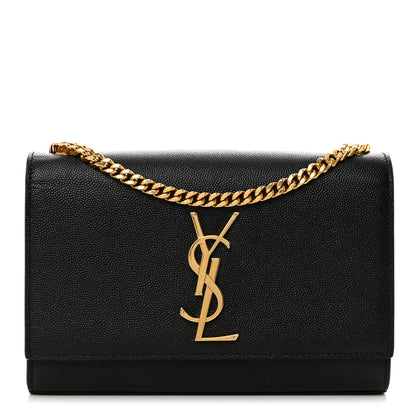 Saint Laurent Grain De Poudre Small Classic Monogram Kate Satchel Black 1 of 11