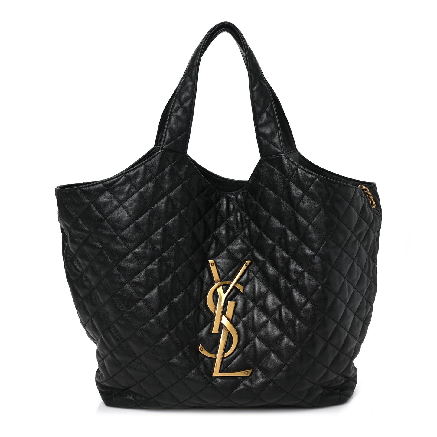 Lambskin Quilted Maxi Icare Shopping Tote Black