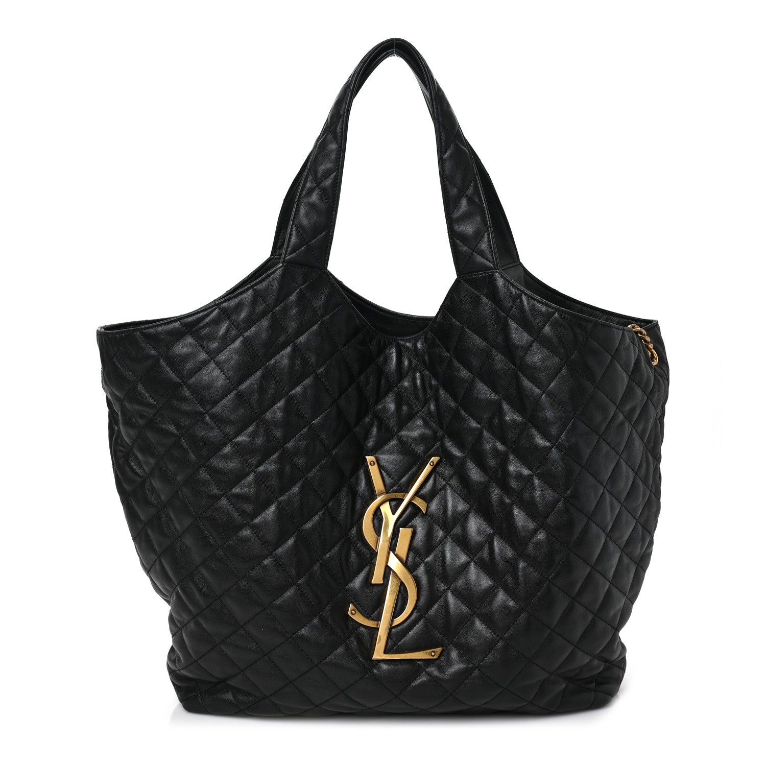 Saint Laurent Lambskin Quilted Maxi Icare Shopping Tote Black 3 of 10