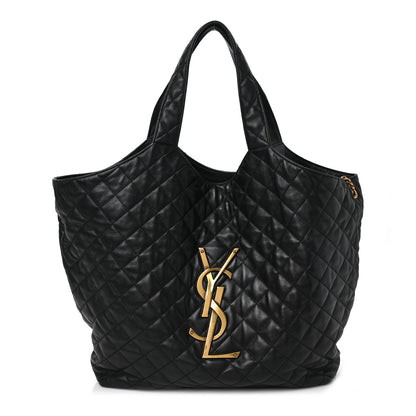 Saint Laurent Lambskin Quilted Maxi Icare Shopping Tote Black 3 of 10