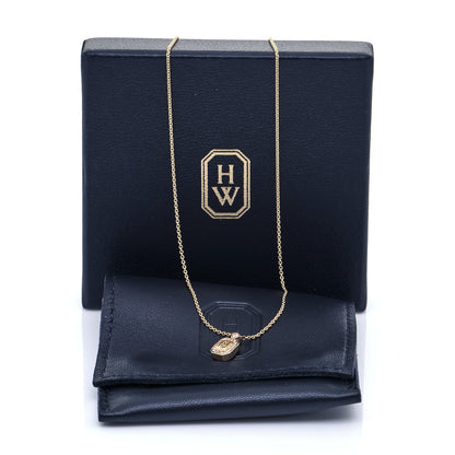 Harry Winston 18K Yellow Gold Diamond HW Logo Pendant Necklace 8 of 8