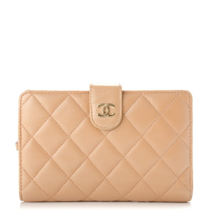 Chanel Lambskin Quilted Zipped Pocket Wallet Beige 1 of 9