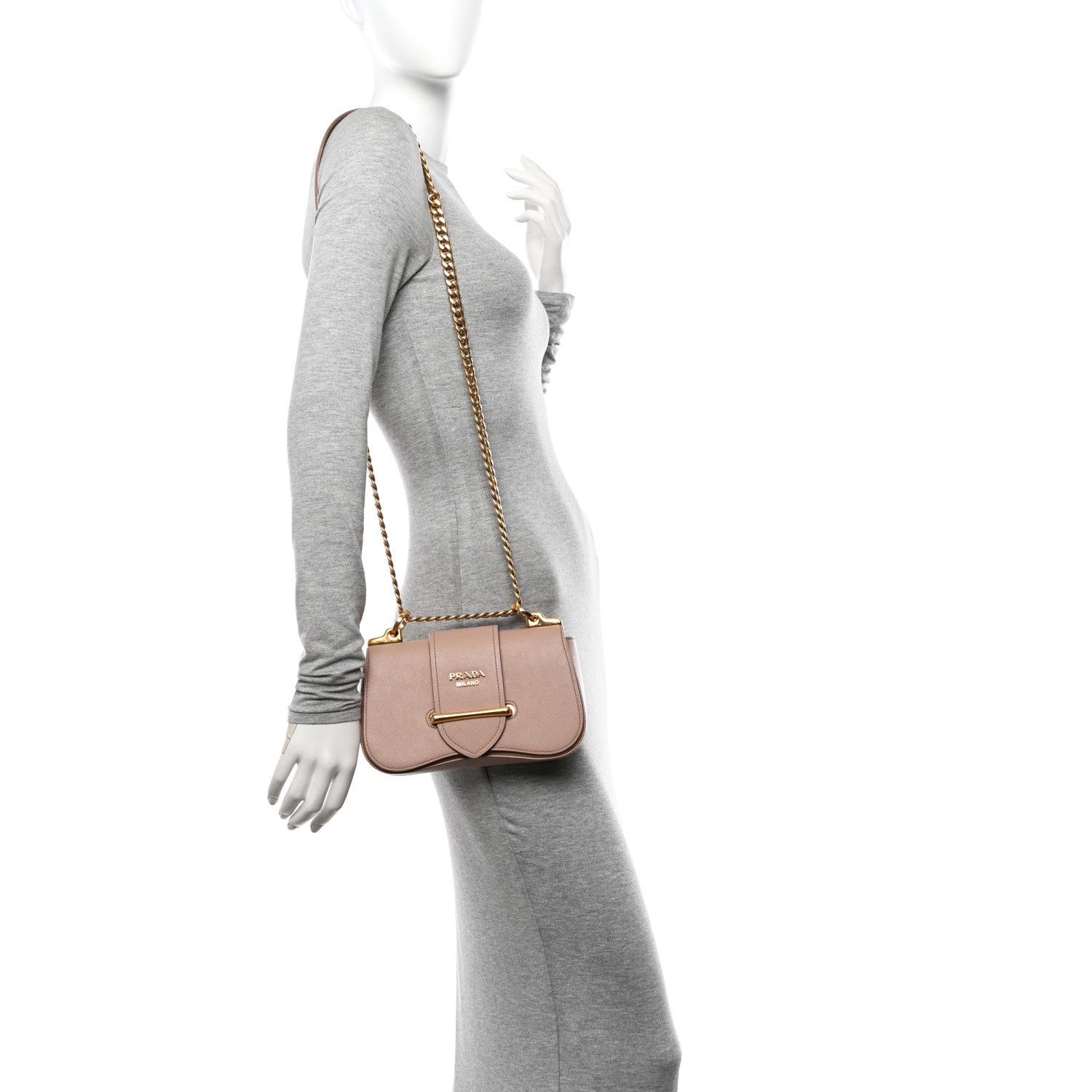 Prada Saffiano Lux Sidonie Small Chain Crossbody Bag Cipria 2 of 11
