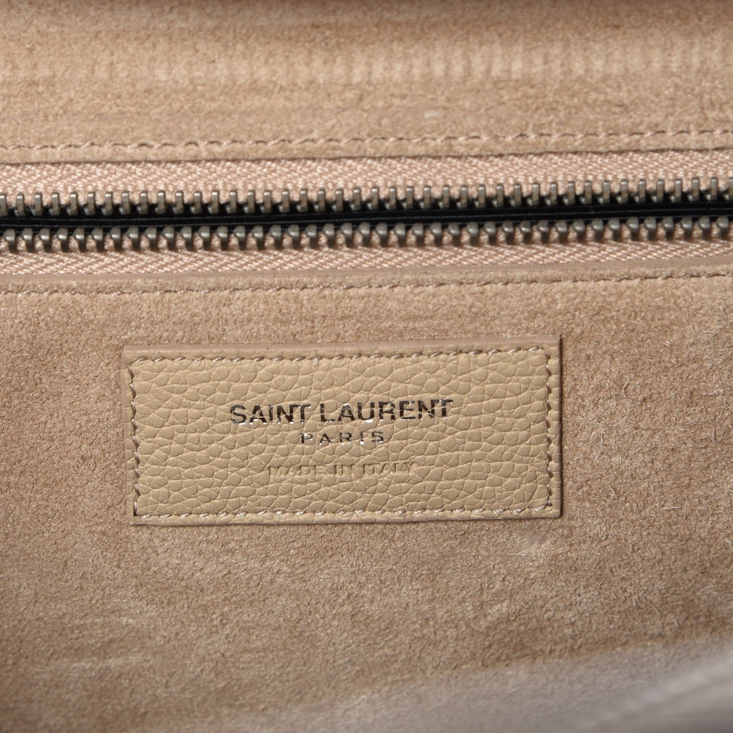 Saint Laurent Grained Calfskin Small Rive Gauche Dark Beige 8 of 9