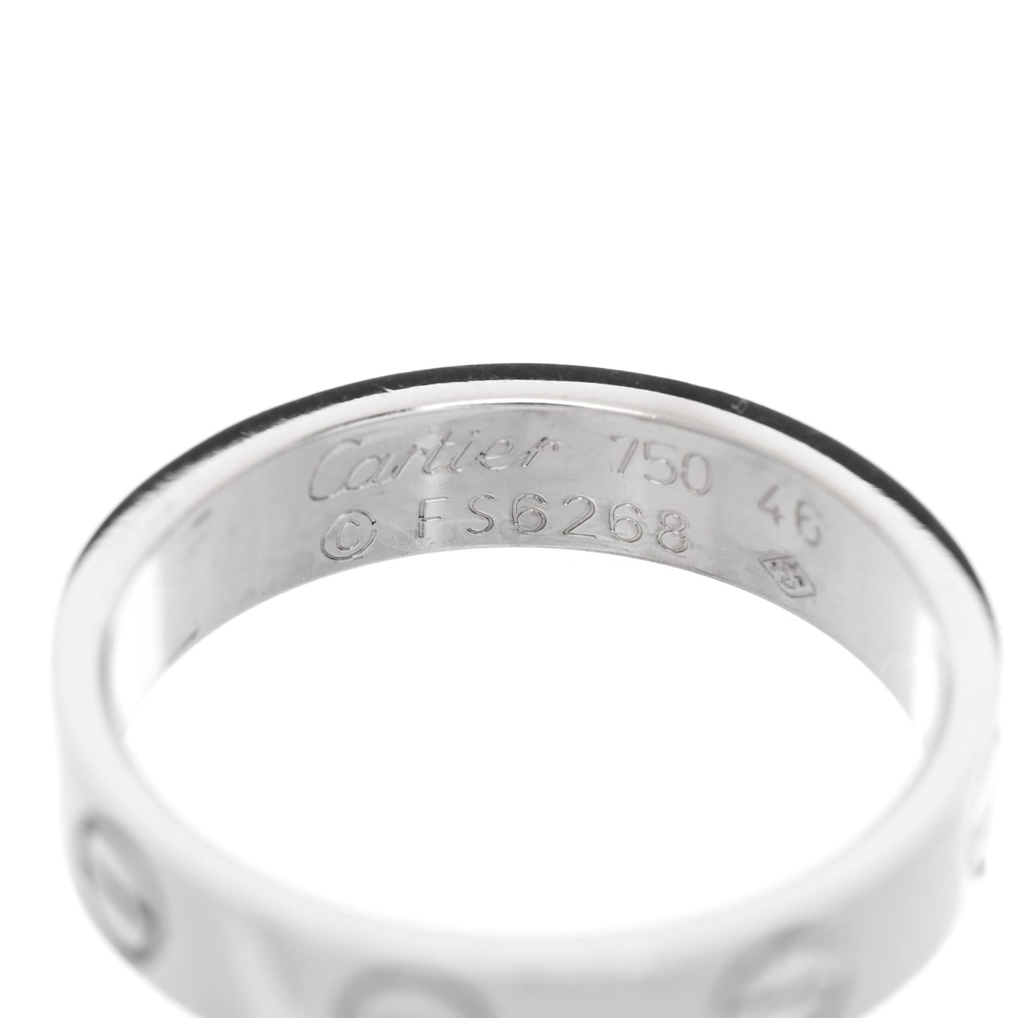 18K White Gold 3.5mm LOVE Wedding Band Ring 46 3.75