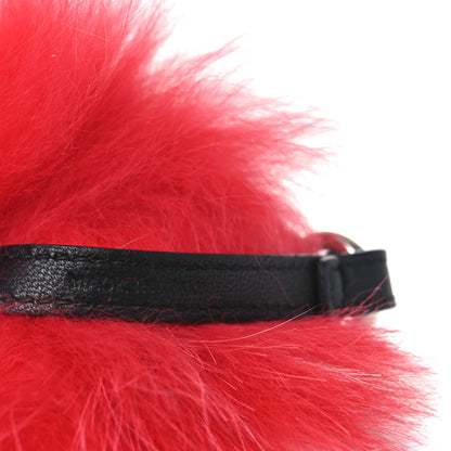 Fendi Fox Fur Shiny Nappa Rainbow Pom Pom Bag Charm Rosso Multicolor Black 3 of 4