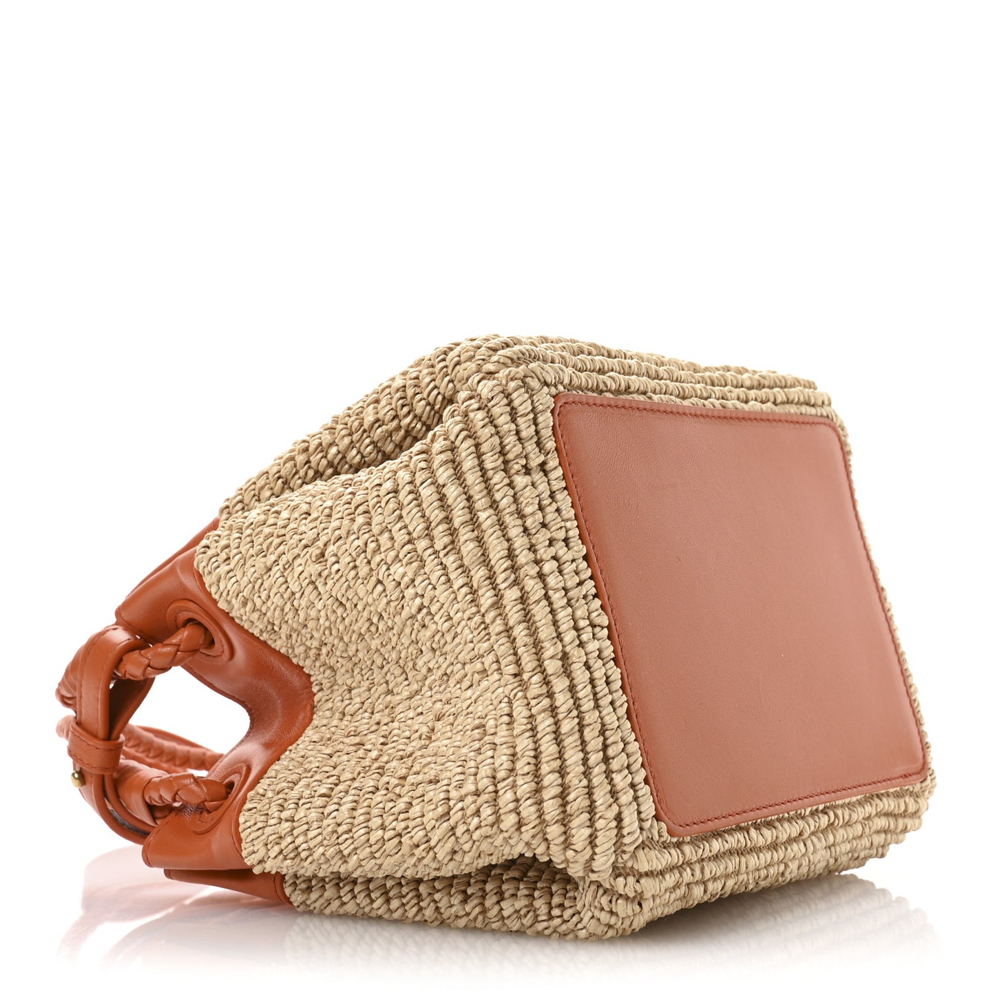Raffia Nappa Small Parachute Shoulder Bag Natural Burned Orange