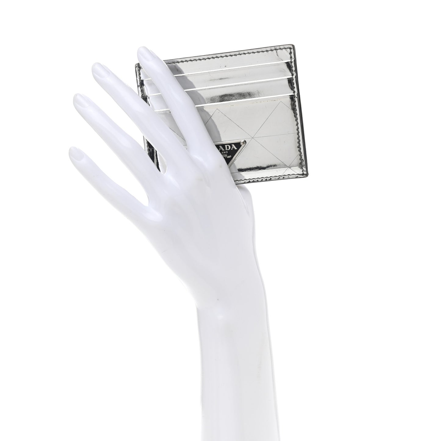 Spazzolato Triangle Patterned Card Holder Argento