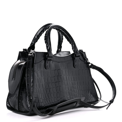 Balenciaga Semi Shiny Calfskin Crocodile Embossed Neo Classic Black Hardware S City Black 3 of 13