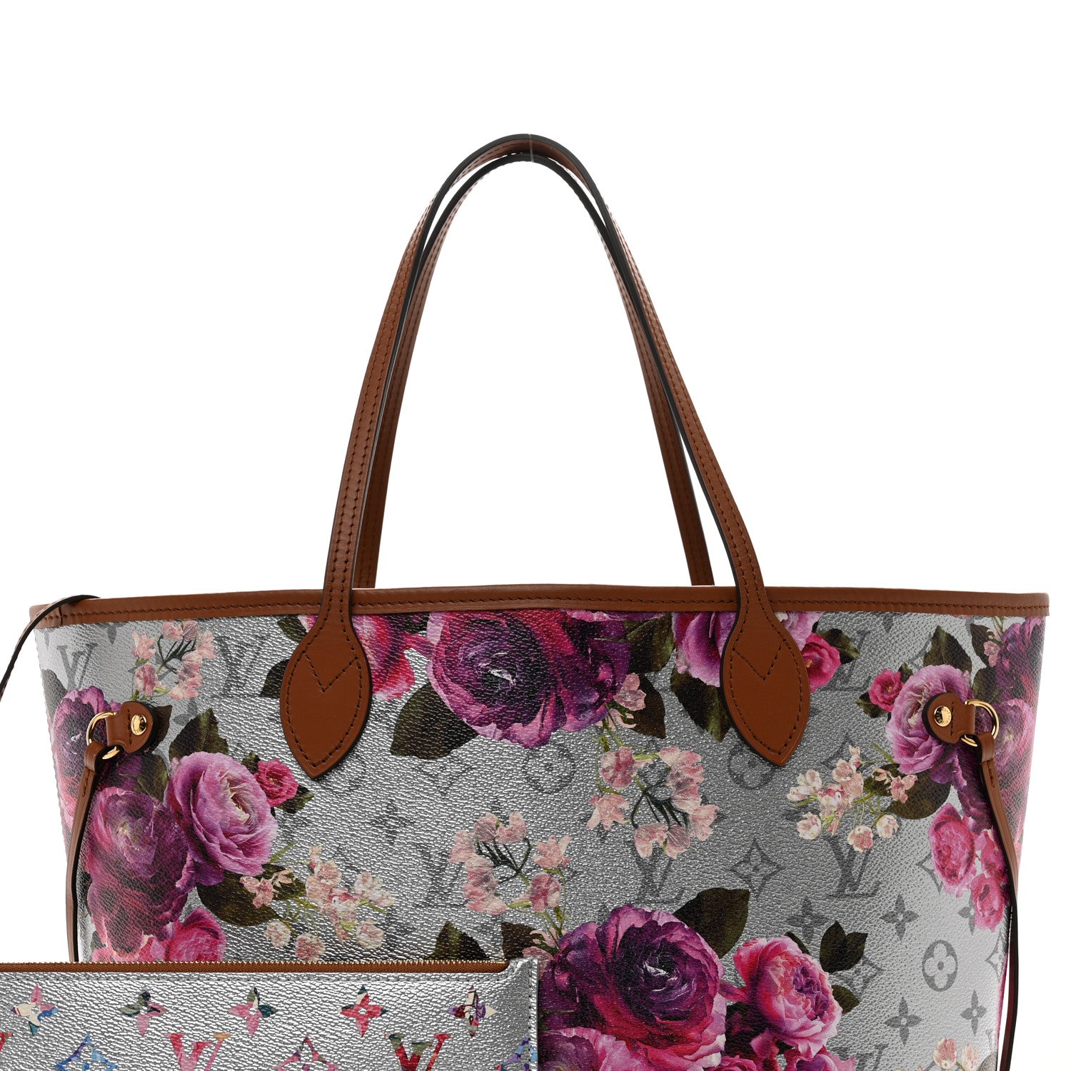 Louis Vuitton Metallic Monogram LV Garden Neverfull MM Silver 5 of 9