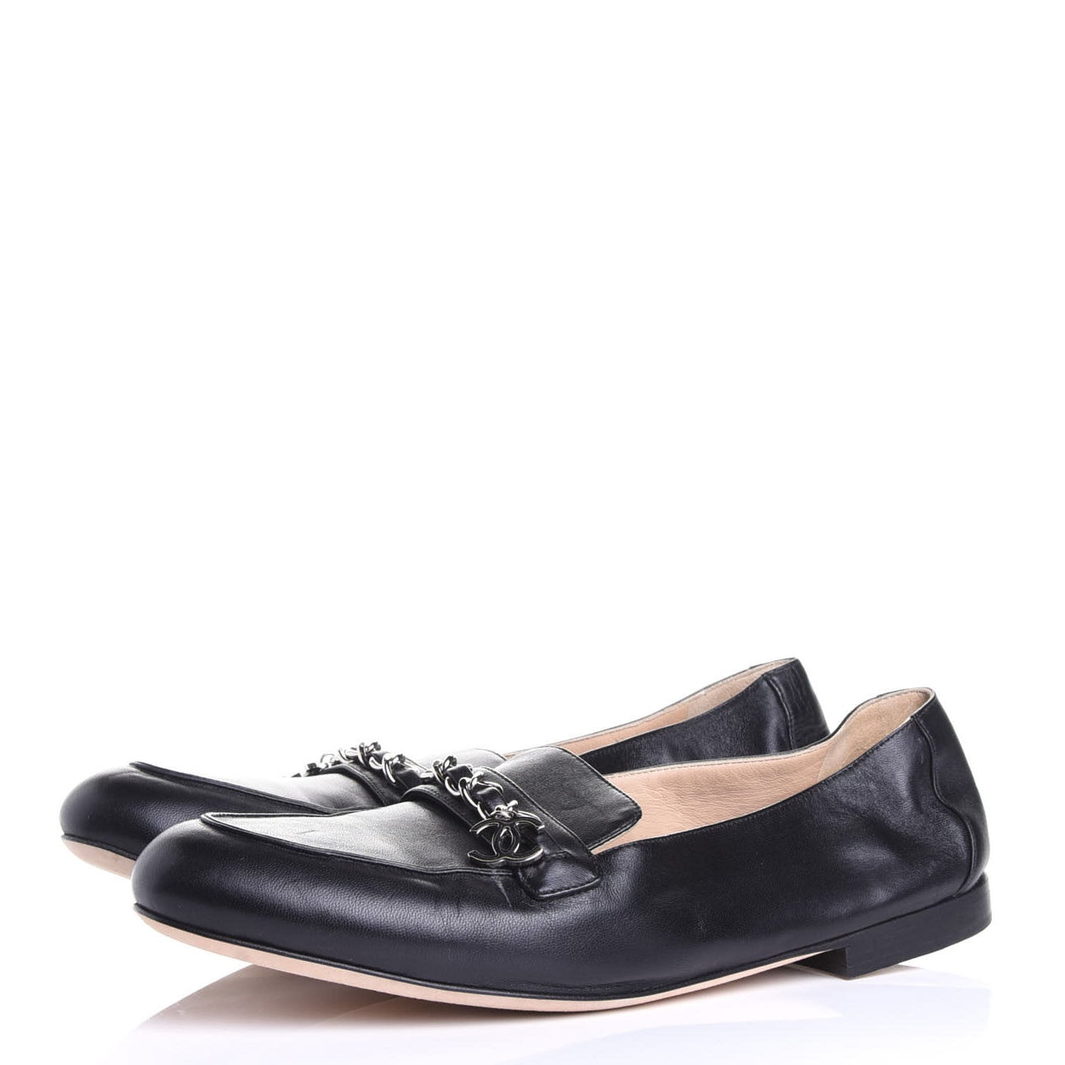 Chanel Lambskin CC Chain Mocassin Loafers 39.5 Black 3 of 11
