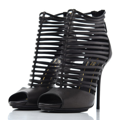Gucci Saddle Soft Lux Peep Toe Caged High Heel Sandals 36.5 Black 3 of 16