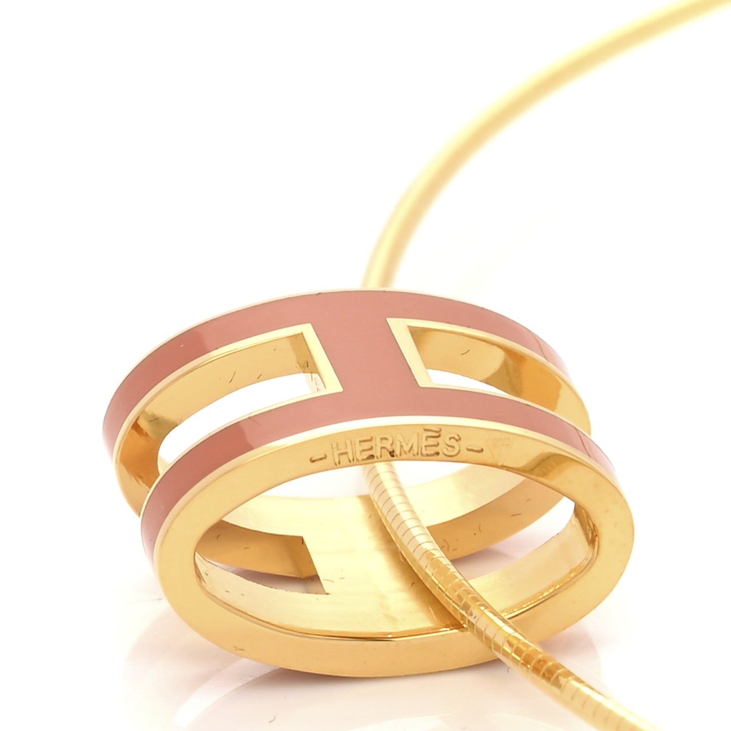 Lacquered Gold Pop H Pendant Necklace Orange