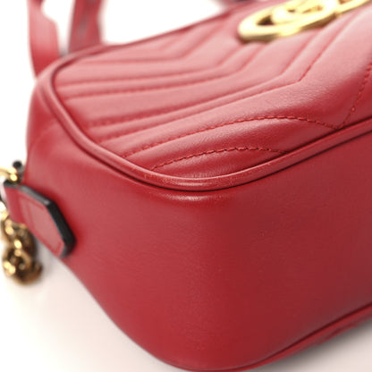 Gucci Calfskin Matelasse Small GG Marmont Chain Shoulder Bag Hibiscus Red 9 of 13