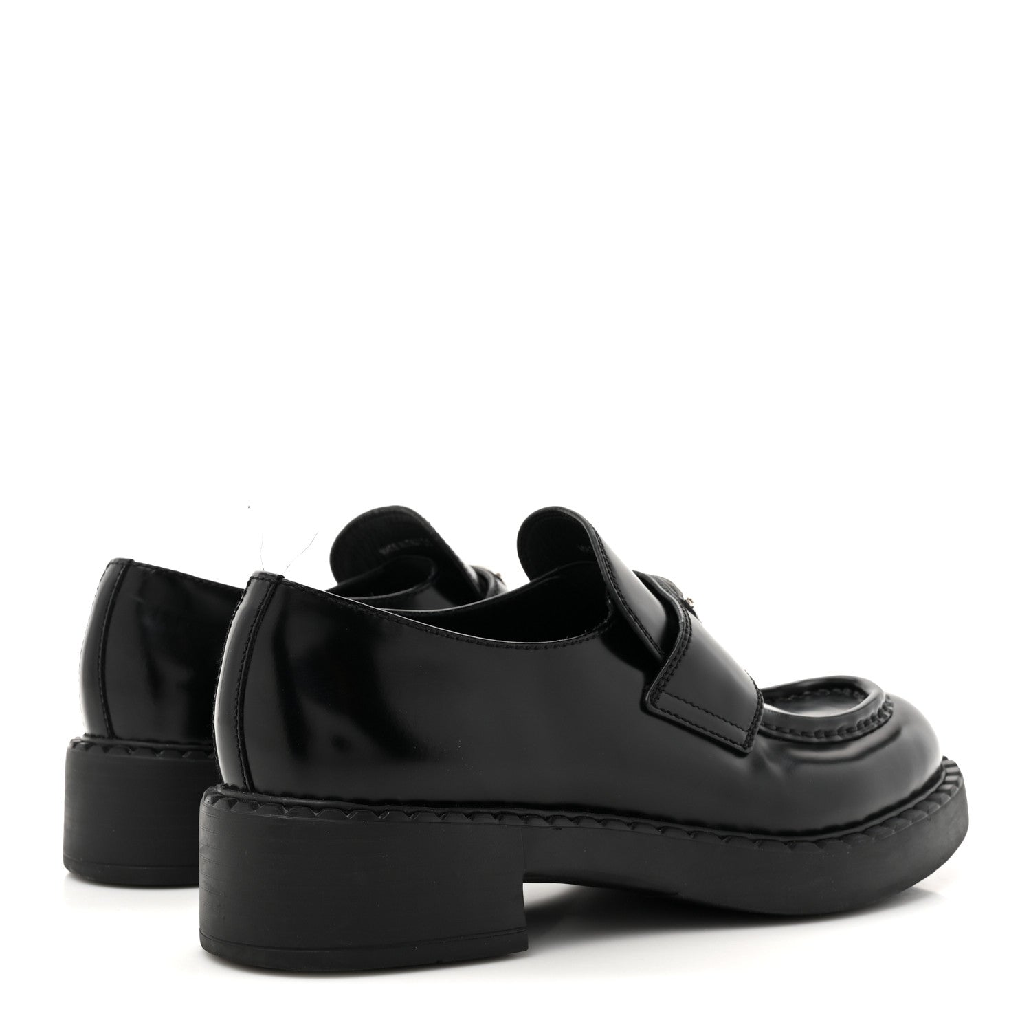 Prada Spazzolato Metal Triangle Logo 50mm Loafers 38 Black 5 of 13