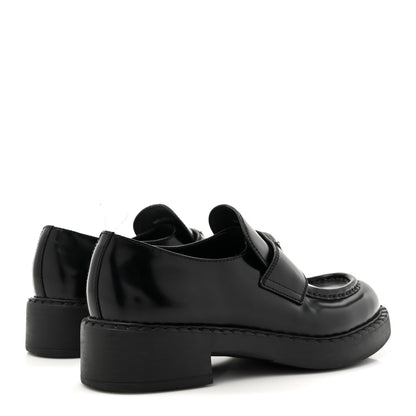 Prada Spazzolato Metal Triangle Logo 50mm Loafers 38 Black 5 of 13