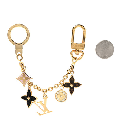 Louis Vuitton Brass Enamel Fleur De Monogram Bag Charm Chain Gold 2 of 3