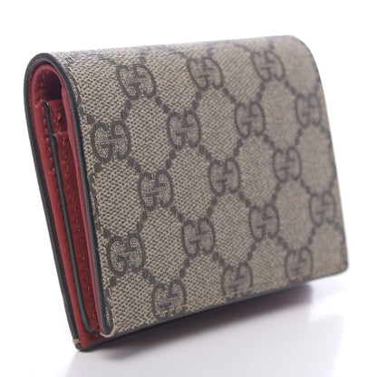 Gucci GG Supreme Monogram Bosco Patch Card Case Wallet Beige Malva Hibiscus Red 3 of 7