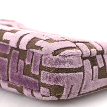 Fendi Velvet Jacquard FF Baguette Pouch Mauve Beige 10 of 11