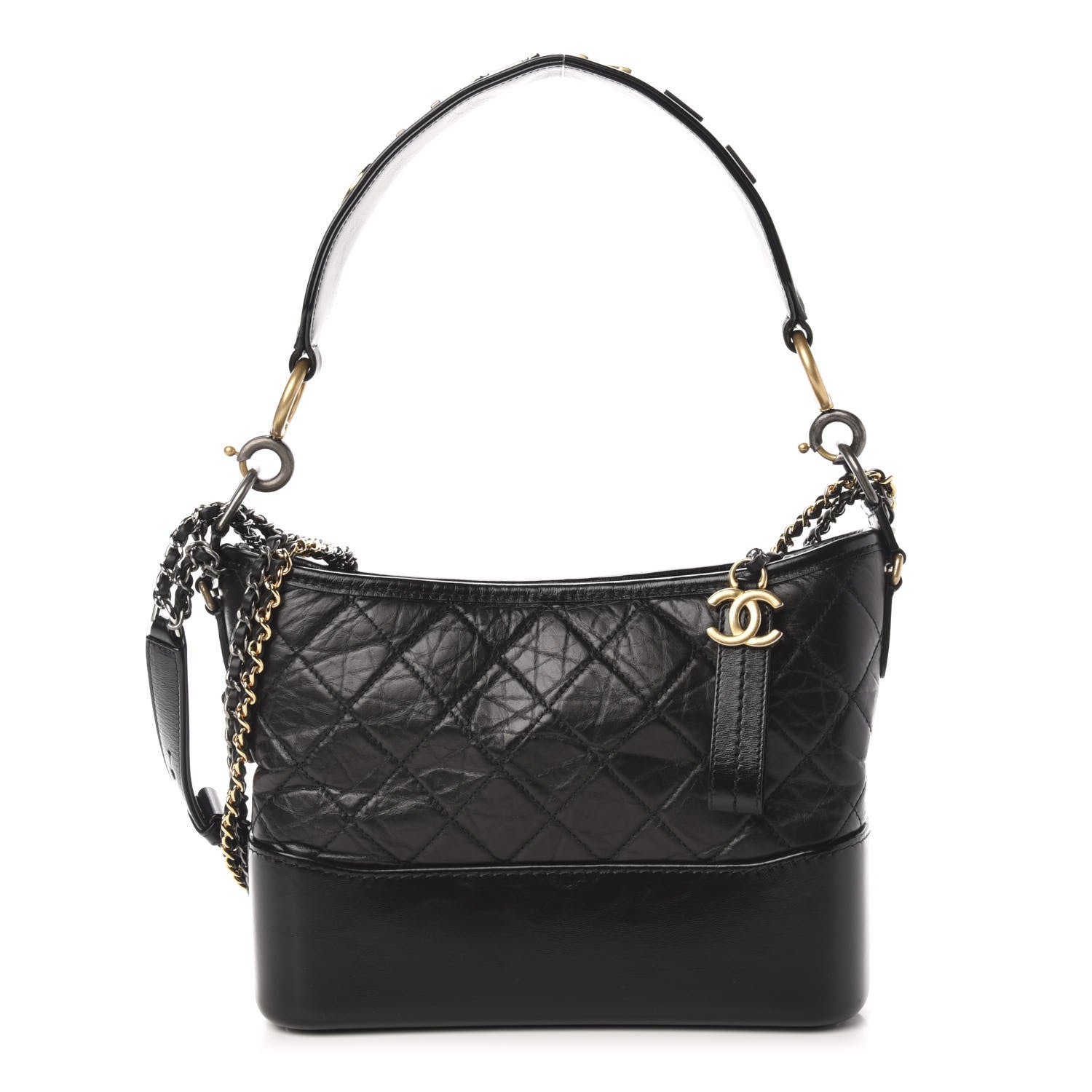 Chanel Aged Smooth Calfskin Quilted Medium Gabrielle Logo Hobo Black 1 of 11