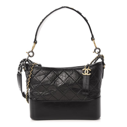 Chanel Aged Smooth Calfskin Quilted Medium Gabrielle Logo Hobo Black 1 of 11