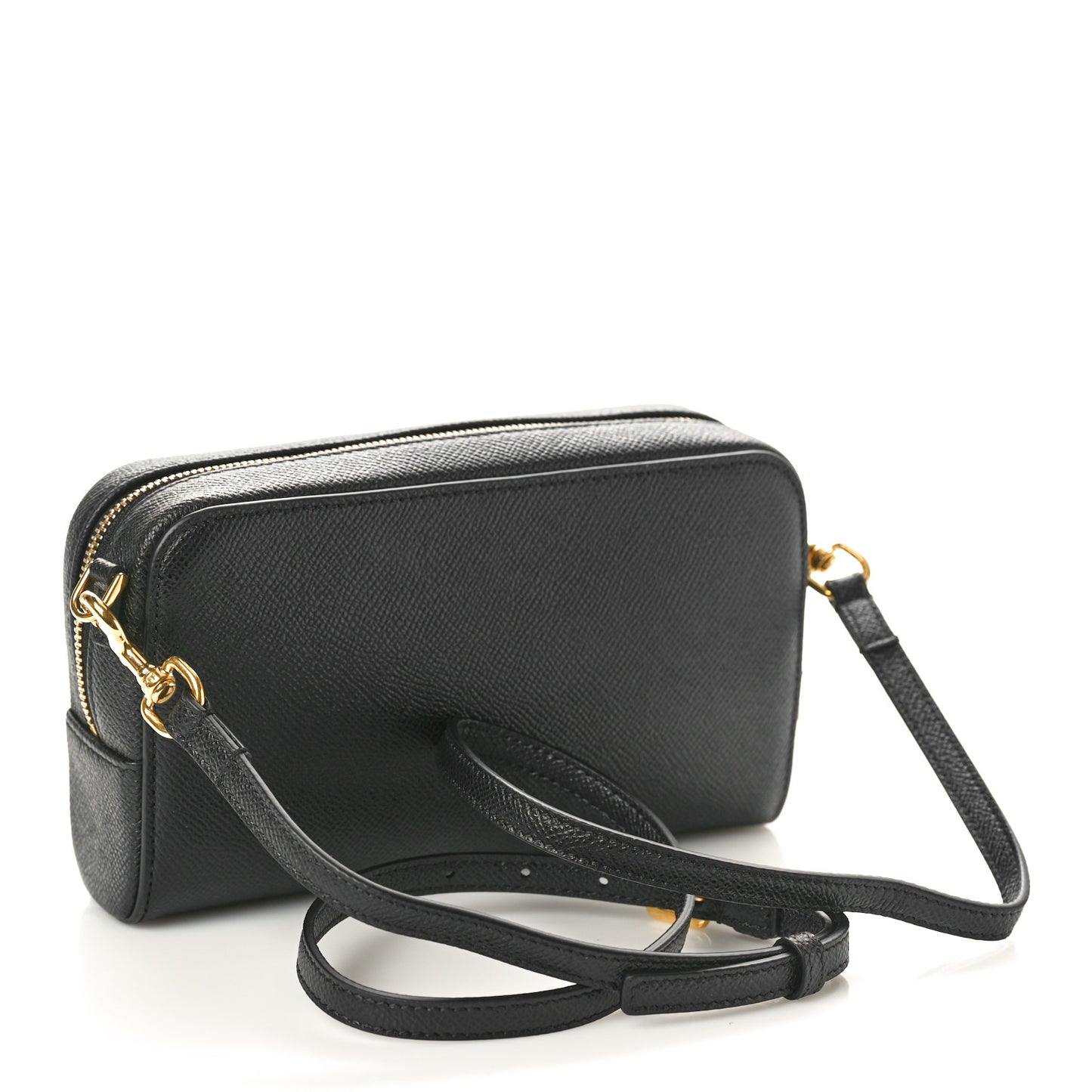 Grained Calfskin Caro Double Pouch Black