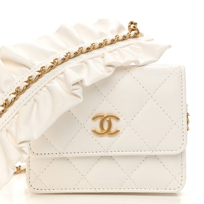 Chanel Lambskin Quilted Romance Clutch With Chain White 9 of 11