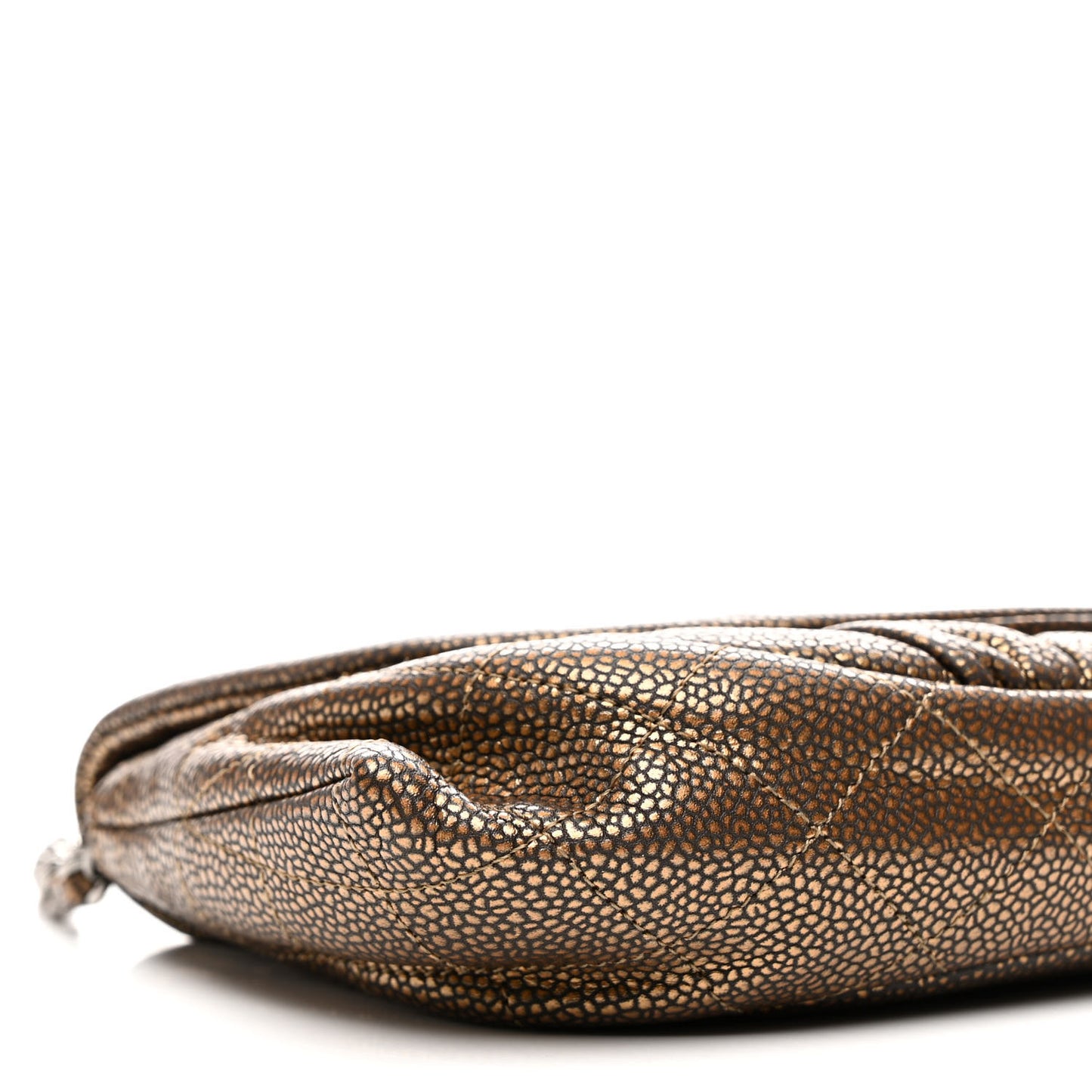 Metallic Caviar Half Moon Wallet On Chain WOC Khaki
