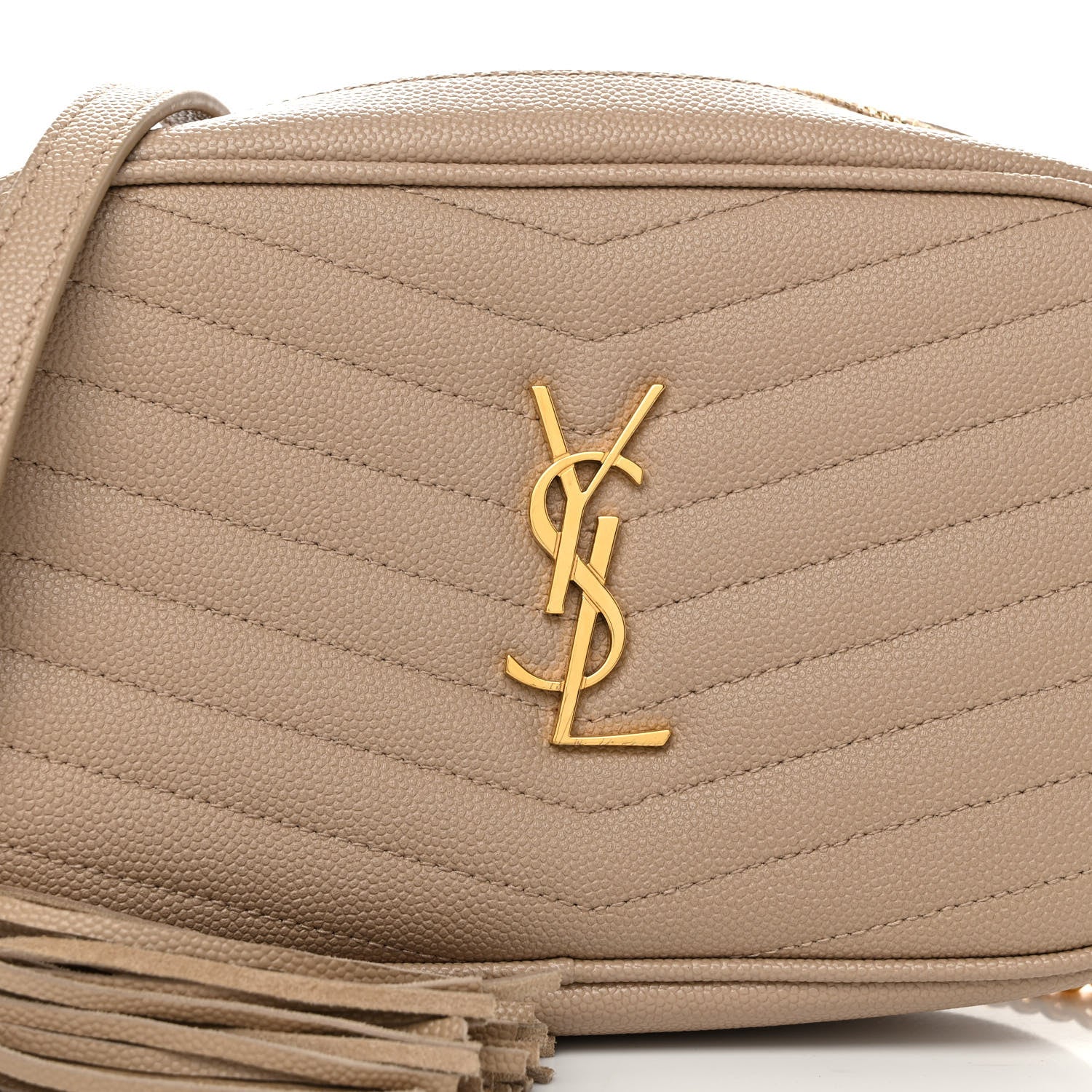 Saint Laurent Grain De Poudre Matelasse Monogram Mini Lou Camera Bag Dark Beige 8 of 11