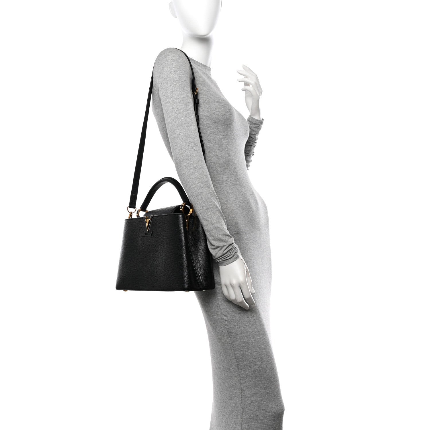 Louis Vuitton Taurillon Capucines PM Black 2 of 14