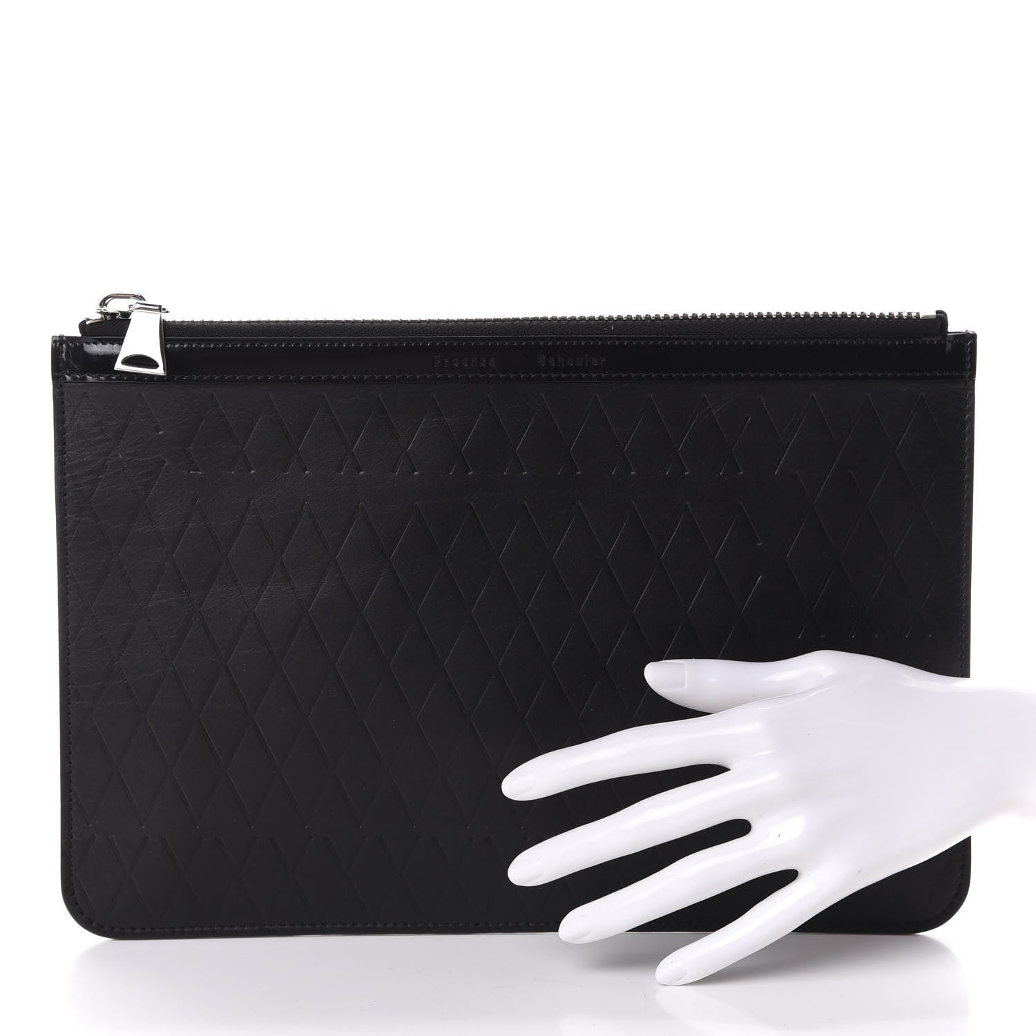Proenza Schouler Diamond Calfskin Embossed Zip Pouch Black 2 of 6