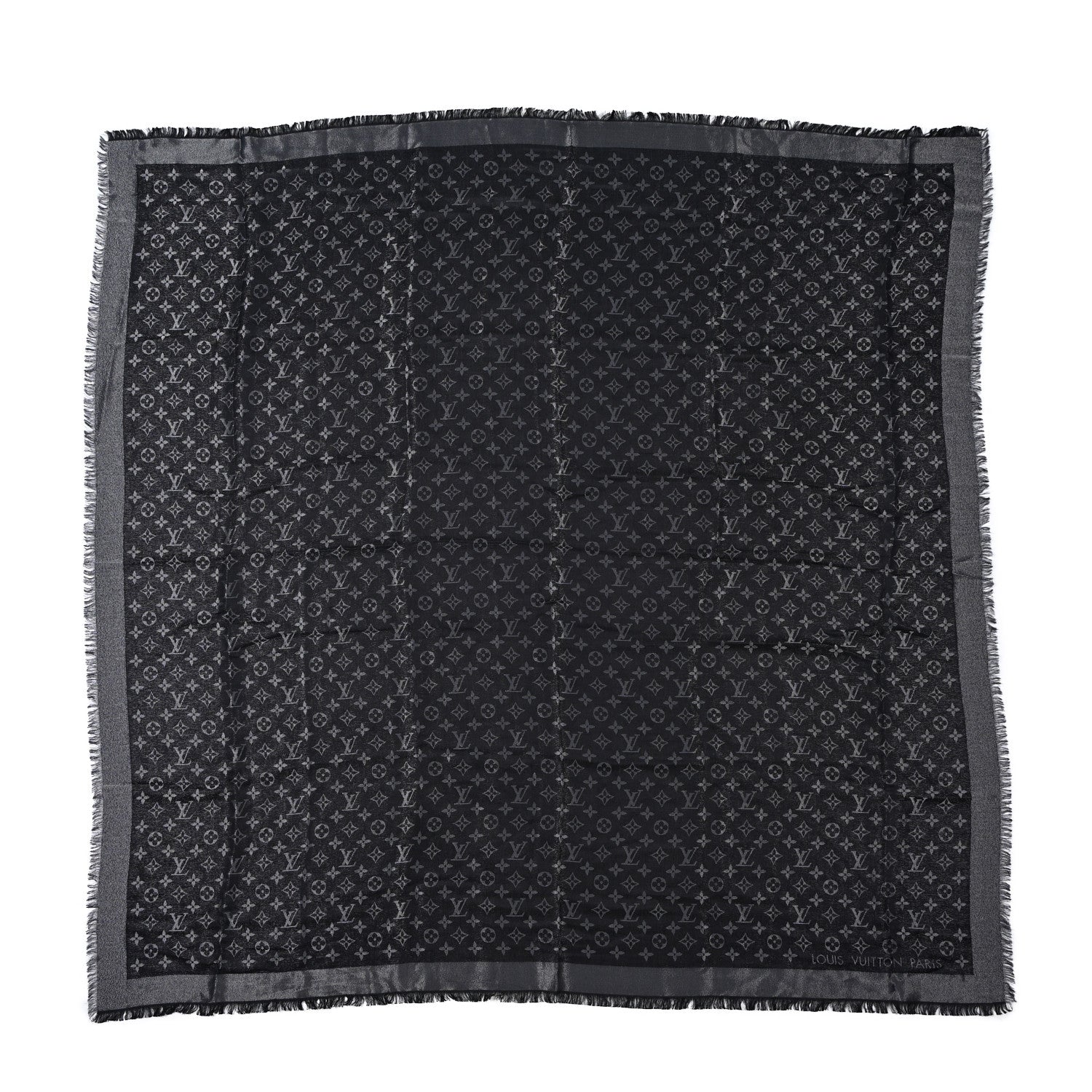 Louis Vuitton Silk Wool Monogram Denim Shawl Black 1 of 4