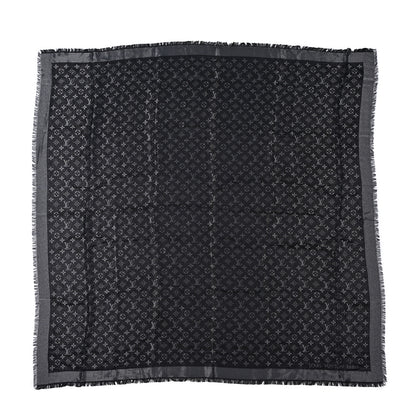 Louis Vuitton Silk Wool Monogram Denim Shawl Black 1 of 4