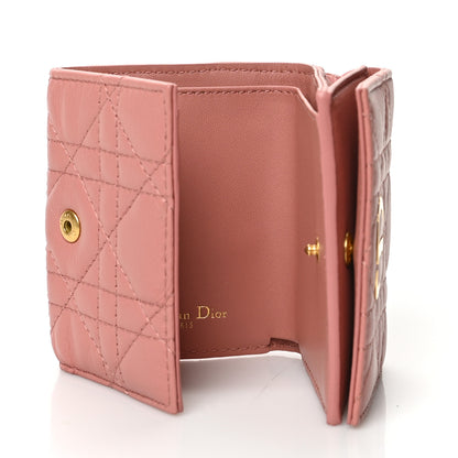 Christian Dior Supple Calfskin Cannage Medium Caro Card Wallet Pink 5 of 7