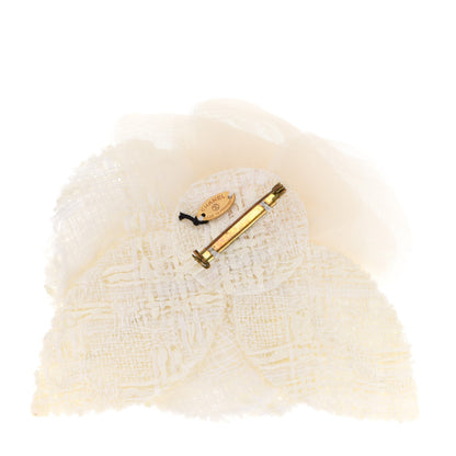 Chanel Tweed Camellia Pin Brooch Ivory 3 of 5