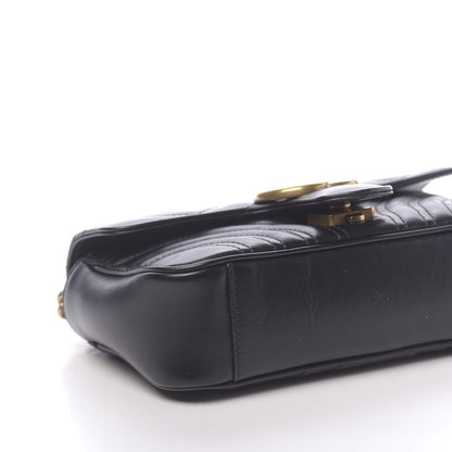 Gucci Calfskin Matelasse Mini GG Marmont Shoulder Bag Black 8 of 10