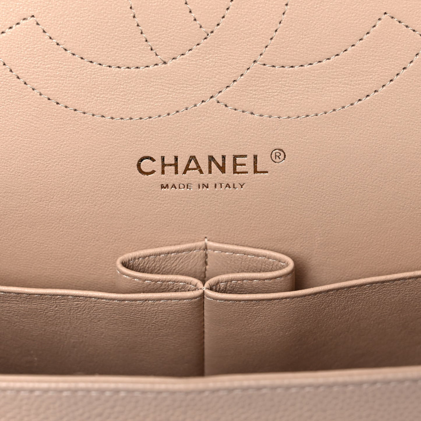 Caviar Quilted Jumbo Double Flap Beige Clair