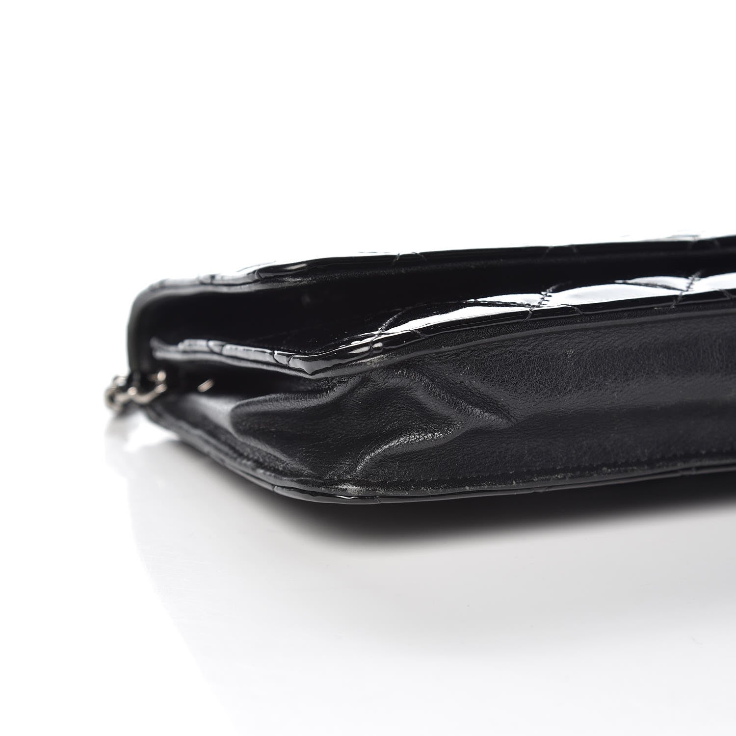 Chanel Patent Quilted Wallet On Chain WOC Black 9 of 11
