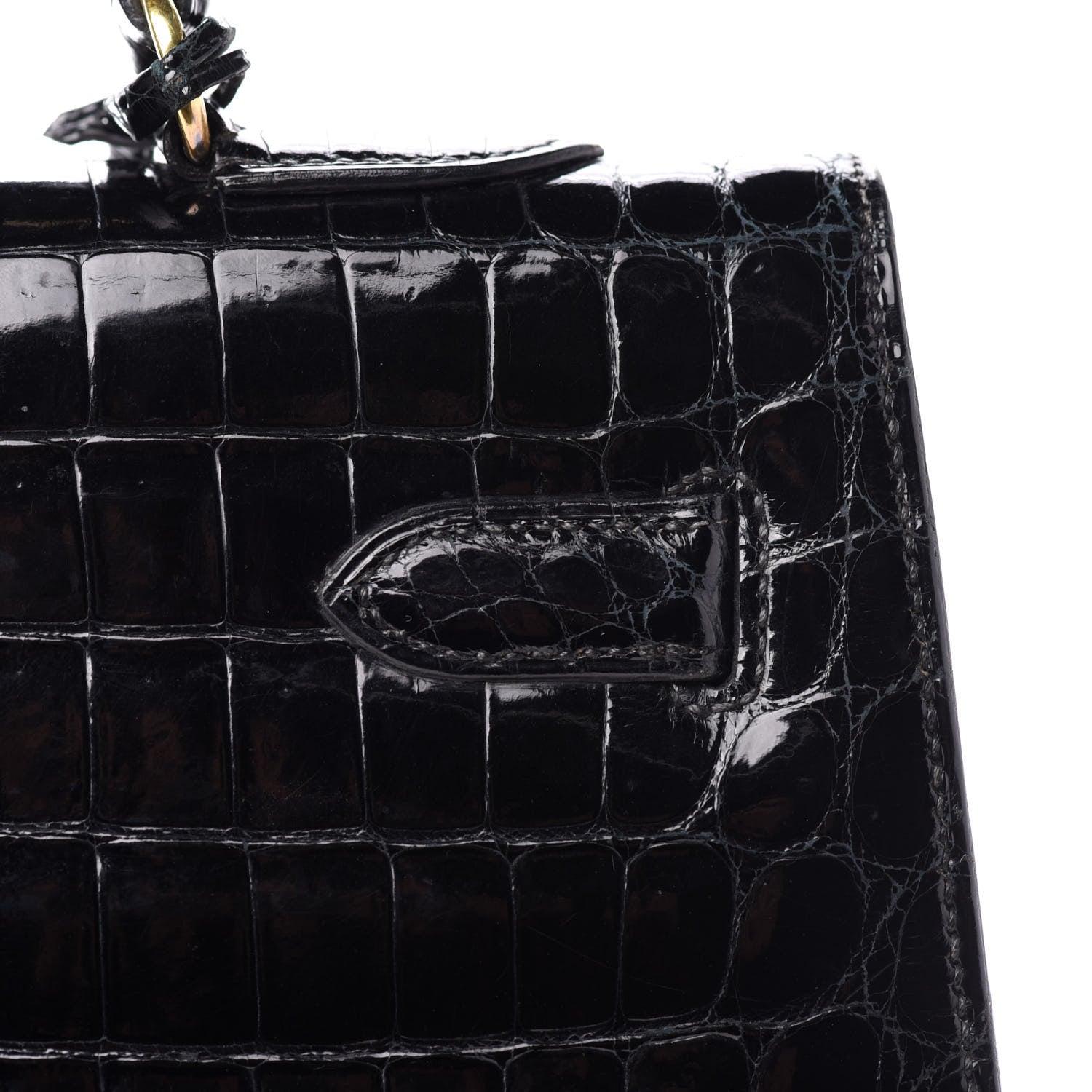 Hermes Shiny Crocodile Kelly Sellier 32 Black 12 of 33